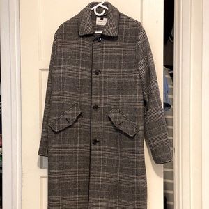 Topman Long Coat Plaid Wool blend, Medium